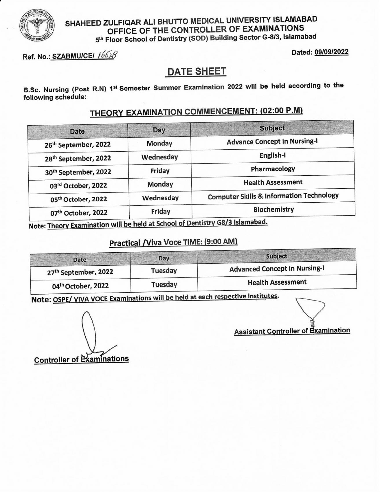 date-sheet-b-sc-nursing-post-rn-summer-semester-examinations-2022