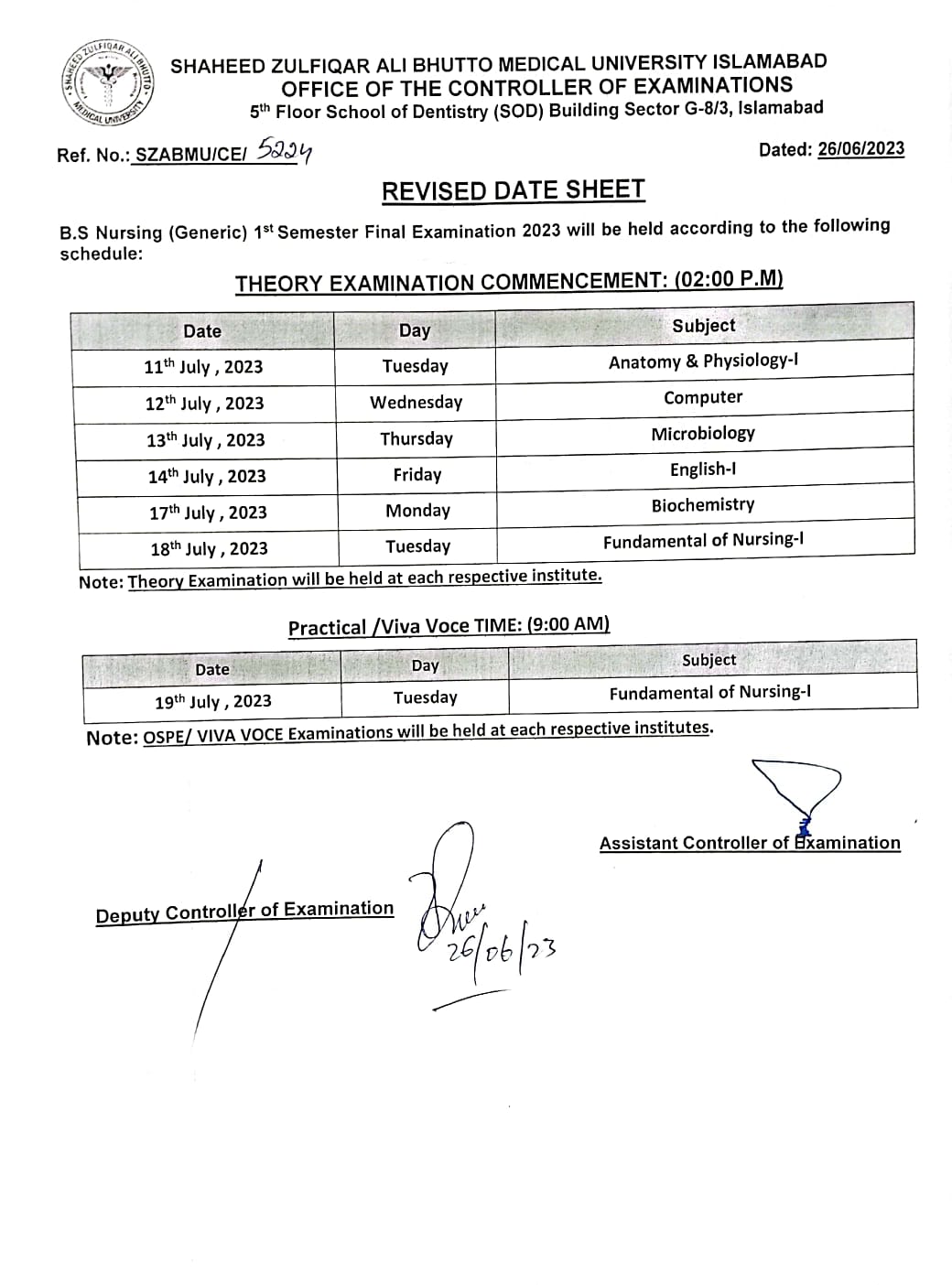 Revised - BS Nursing Generic 1st Semester Final Term Examination 2023 ...